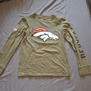 Nike Olive Long Sleeve Kids Tee with Graphic